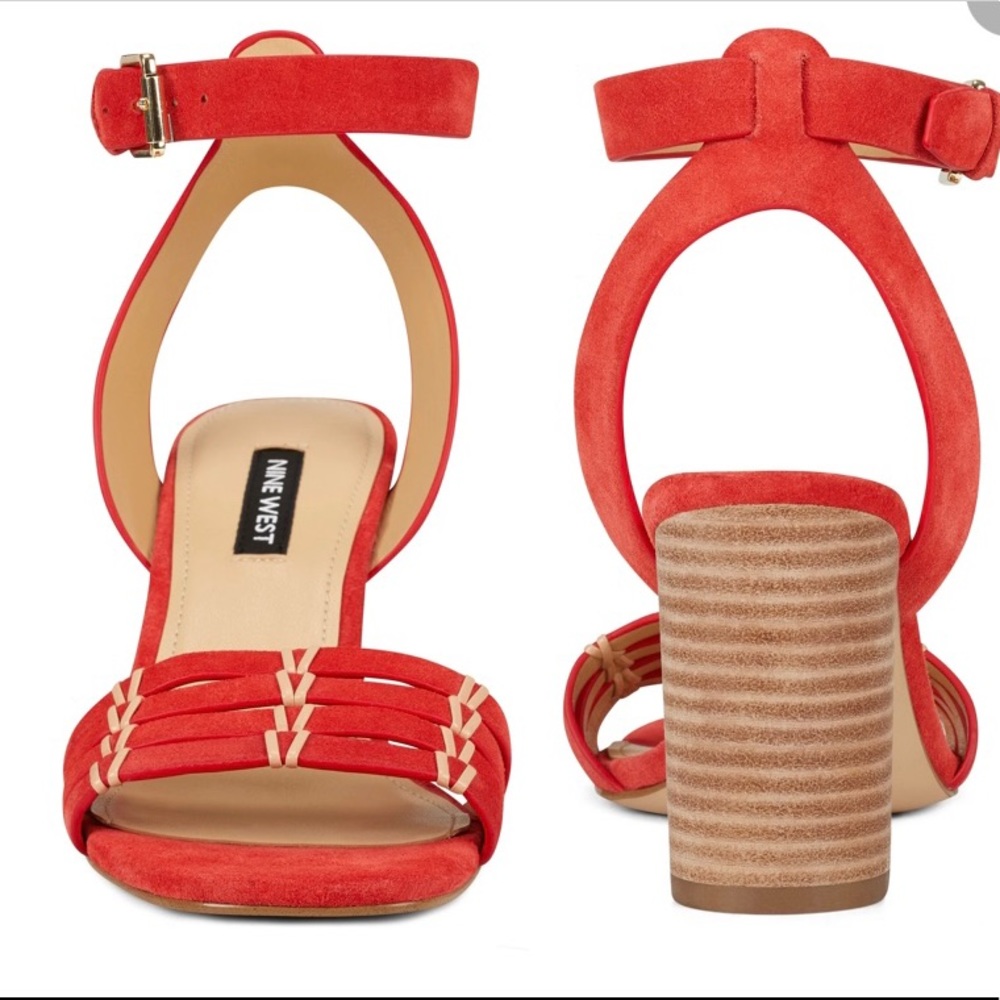 Nine West Red Orange Yaylen Sandals Size 8
